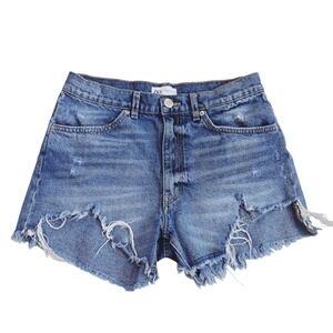 Zara Denim Shorts Distressed Frayed Hem Blue Jean Shorts‎ Women's Size 4